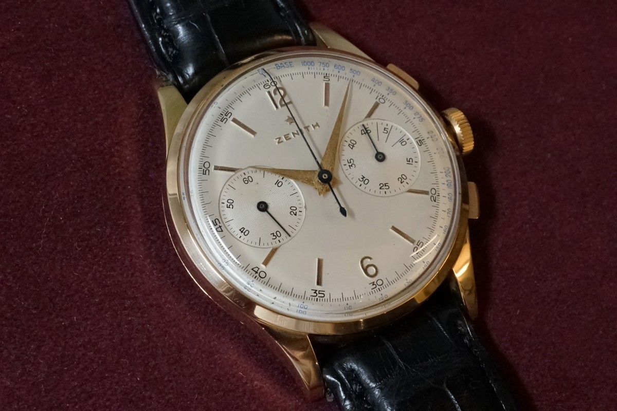 希少 GERMANY ヴィンテージ ブロッチ ZENITH クロノグラフ 18KPG(CH-Z01/1950s) | ロレックス