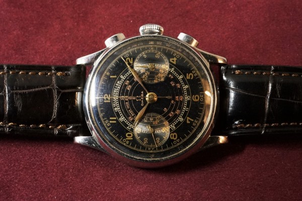 オメガ CAL-33.3 クロノグラフ Black Dial（CH-02／1940ｓ)の詳細写真2枚目