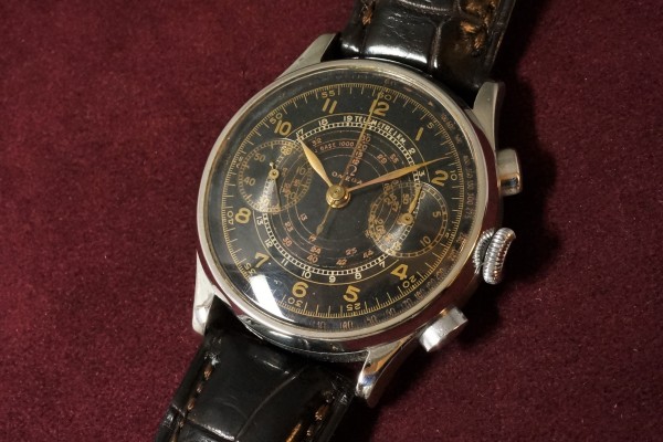 オメガ CAL-33.3 クロノグラフ Black Dial（CH-02／1940ｓ)の詳細写真3枚目