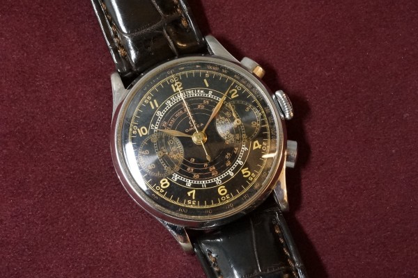 オメガ CAL-33.3 クロノグラフ Black Dial（CH-02／1940ｓ)の詳細写真4枚目