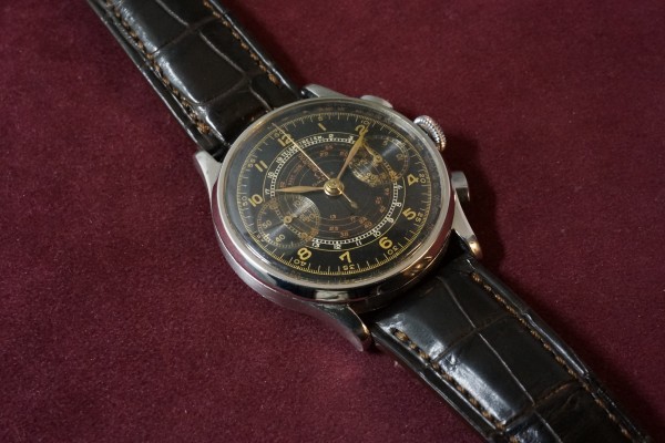 オメガ CAL-33.3 クロノグラフ Black Dial（CH-02／1940ｓ)の詳細写真6枚目