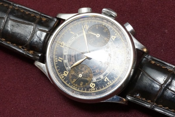 オメガ CAL-33.3 クロノグラフ Black Dial（CH-02／1940ｓ)の詳細写真8枚目