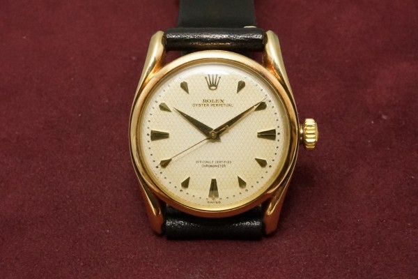 ロレックス OYSTER PERPETUAL Ref-6090YG Bombay Case White Waffle Dial（RO-19／1953年)の詳細写真2枚目