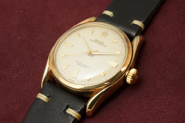 ロレックス OYSTER PERPETUAL Ref-6090YG Bombay Case White Waffle Dial（RO-19／1953年)の詳細写真6枚目