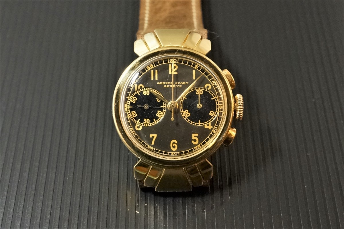 GENEVE SPORT クロノグラフ 2Tone Black Gilt Rare（CH-01