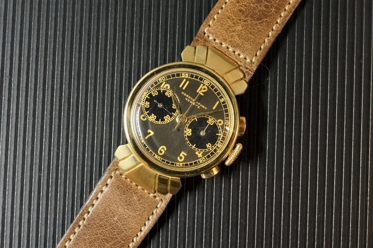 GENEVE SPORT クロノグラフ 2Tone Black Gilt Rare（CH-01