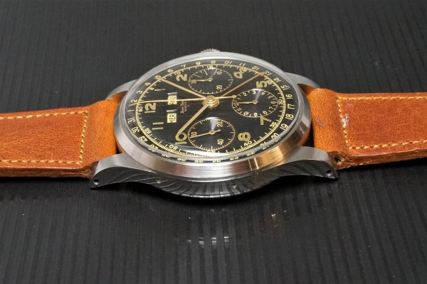 HENRI BLANC GENEVE Triple Date クロノグラフ Black gilt Near Mint!（ヘンリ　ブラン／1940ｓ)の詳細写真7枚目