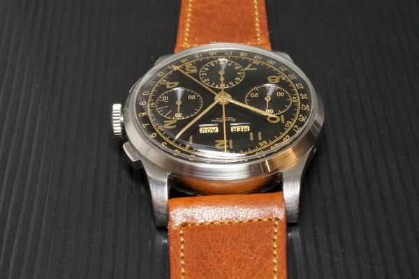 HENRI BLANC GENEVE Triple Date クロノグラフ Black gilt Near Mint!（ヘンリ　ブラン／1940ｓ)の詳細写真8枚目