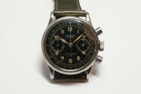 UNIVERSAL GENEVE COMPUR 30 Black Gilt Dial（CH-01／１９４０年)の詳細写真4枚目