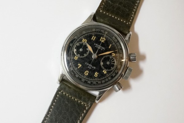 UNIVERSAL GENEVE COMPUR 30 Black Gilt Dial（CH-01／１９４０年)の詳細写真5枚目