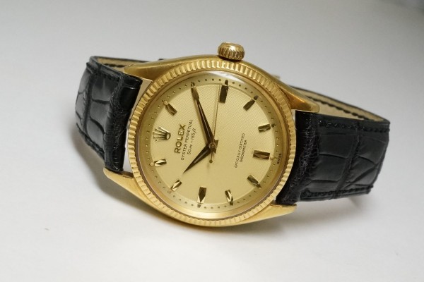 ロレックス OYSTER PERPETUAL Ref.6567 18KYG Step Honeycomb Depth Dial（ＲＯ-05／1950ｓ)の詳細写真1枚目
