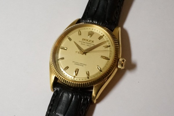 ロレックス OYSTER PERPETUAL Ref.6567 18KYG Step Honeycomb Depth Dial（ＲＯ-05／1950ｓ)の詳細写真2枚目