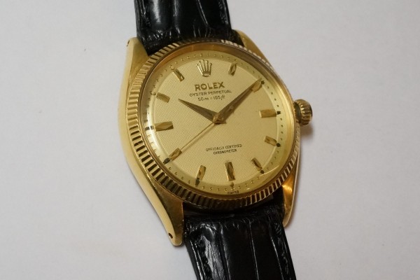 ロレックス OYSTER PERPETUAL Ref.6567 18KYG Step Honeycomb Depth Dial（ＲＯ-05／1950ｓ)の詳細写真3枚目