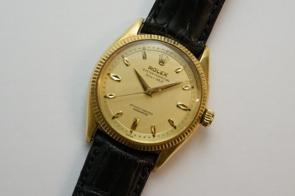 ロレックス OYSTER PERPETUAL Ref.6567 18KYG Step Honeycomb Depth Dial（ＲＯ-05／1950ｓ)の詳細写真4枚目