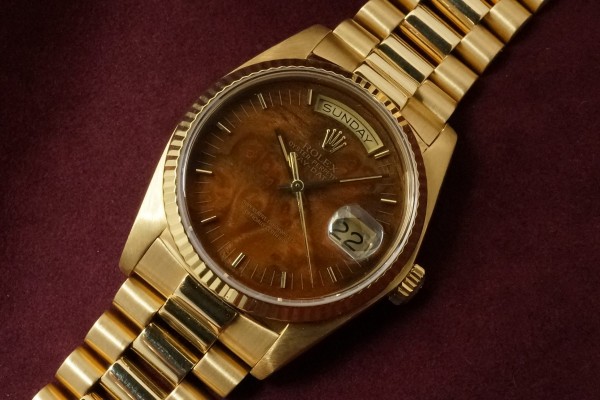 ロレックス デイデイト Ref.18038 Wood Dial（RO-02／1984年)の詳細写真4枚目
