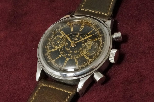 Anonymous クロノグラフ Black Gilt Dial Val.71（CH-2／1940s)の詳細写真5枚目