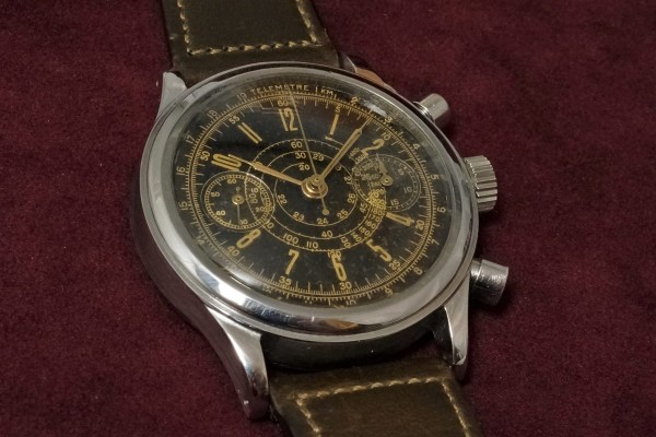 Anonymous クロノグラフ Black Gilt Dial Val.71（CH-2／1940s)の詳細写真6枚目