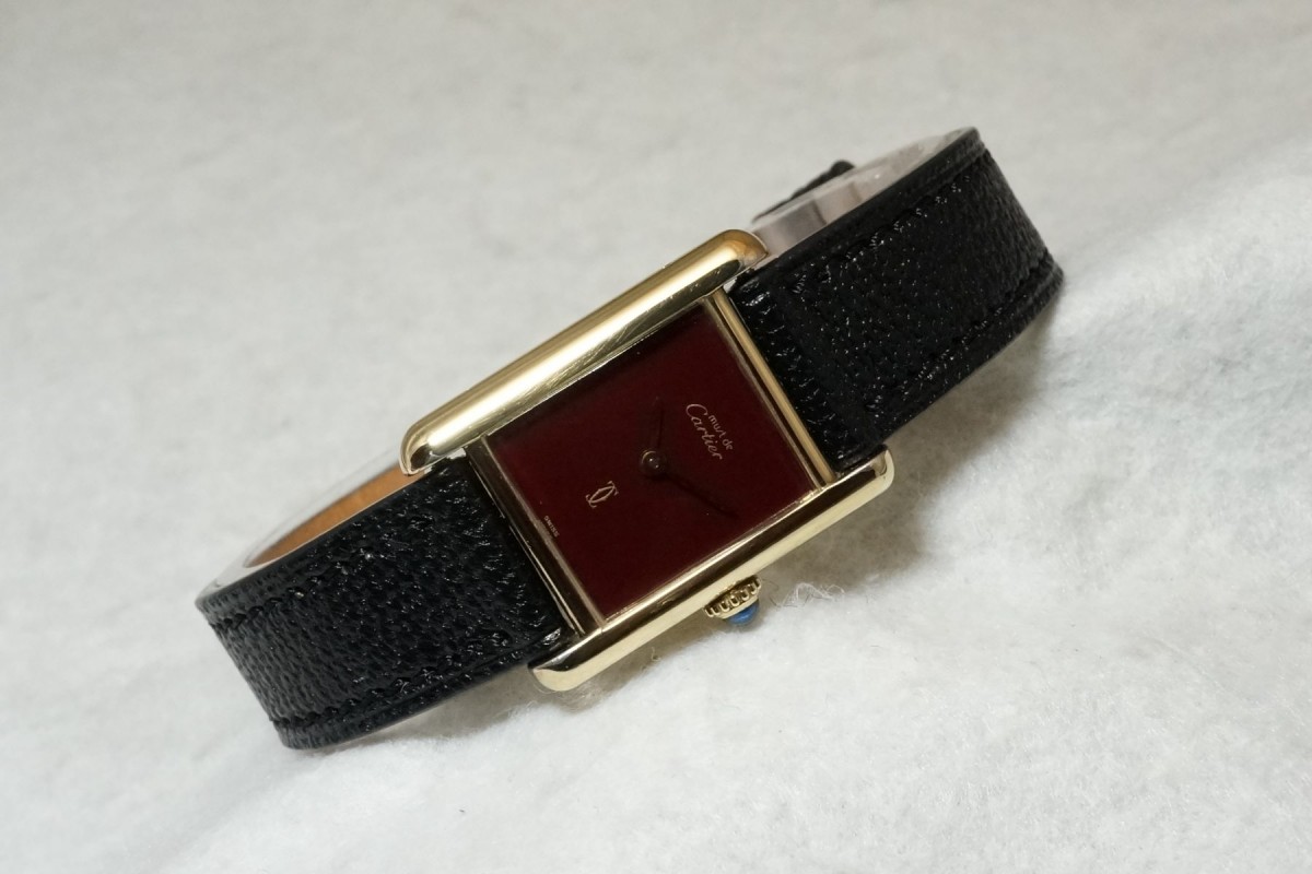 レディース カルティエ must tank Vermeil Bordeaux(CL-13/1970s)