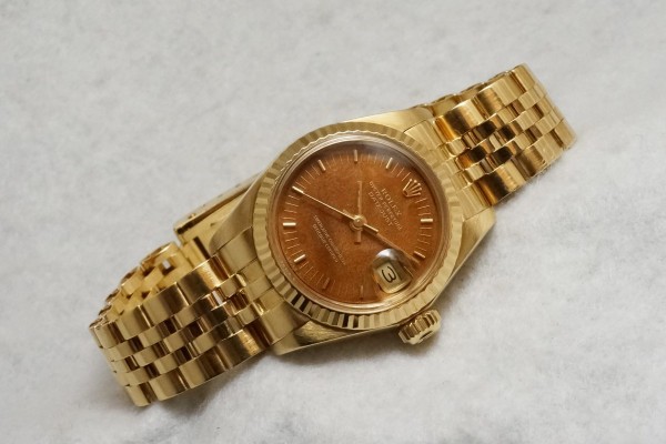 レディース ロレックス Wood DIAL OYSTER PERPETUAL DATE JUST 18KYG（RL-14／1979年)の詳細写真1枚目