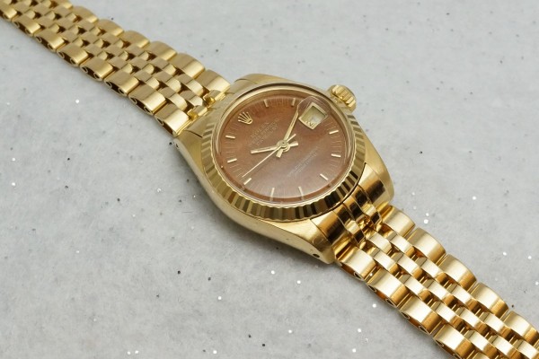 レディース ロレックス Wood DIAL OYSTER PERPETUAL DATE JUST 18KYG（RL-14／1979年)の詳細写真6枚目