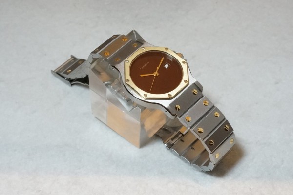 レディース カルティエ SANTOS OCTAGON YG/SS LM Burgundy（CL-19／1980s)の詳細写真6枚目