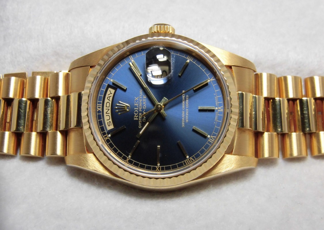 ロレックス Daydate Ref-18238 18kyg Blue Sunburst Sir-R（RD