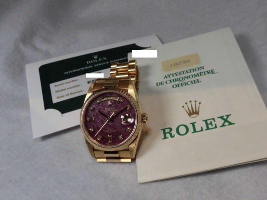 ロレックス Daydate Ref-18238 Rubellite 10P Dial Sir-S（RD-15／1994年)の詳細写真6枚目