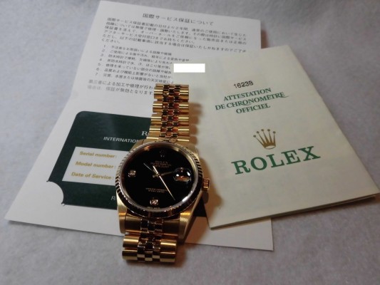 ロレックス デイトジャスト Ref-16238 18kyg Onyx Dial Sir-S（RD-18／1994年)の詳細写真7枚目
