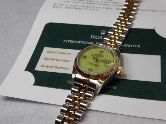 レディース ロレックス Ref.69173 SS/YG Green Jade Dial（LR-65／1998年)の詳細写真8枚目