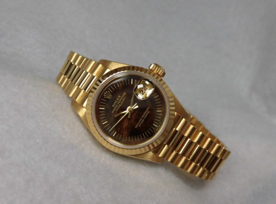 レディース ロレックス 69178 Walnut Dial 18KYG（LR-63／1985年)の詳細写真1枚目