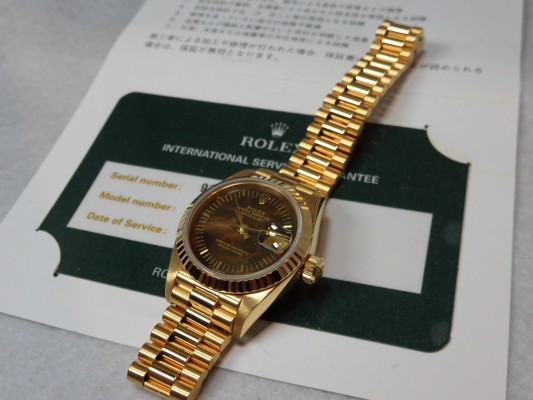 レディース ロレックス 69178 Walnut Dial 18KYG（LR-63／1985年)の詳細写真6枚目