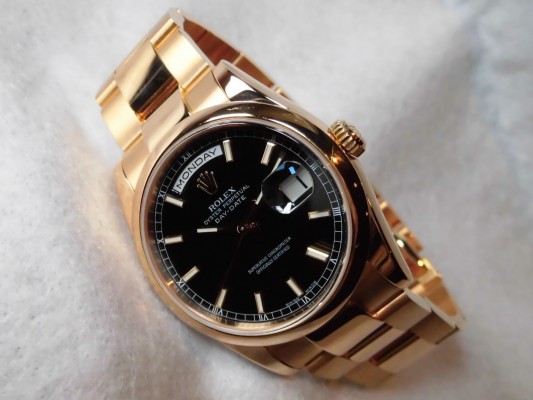 ロレックス Daydate Ref-118205 PINK GOLD BLACK DIAL Sir-D（RD-45／2005年)の詳細写真1枚目
