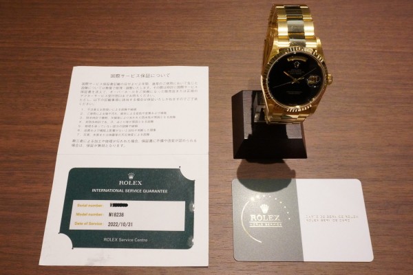 ロレックス デイデイト 18238 18KYG ONYX DIAL Sir-W（RD-94／1995年)の詳細写真9枚目