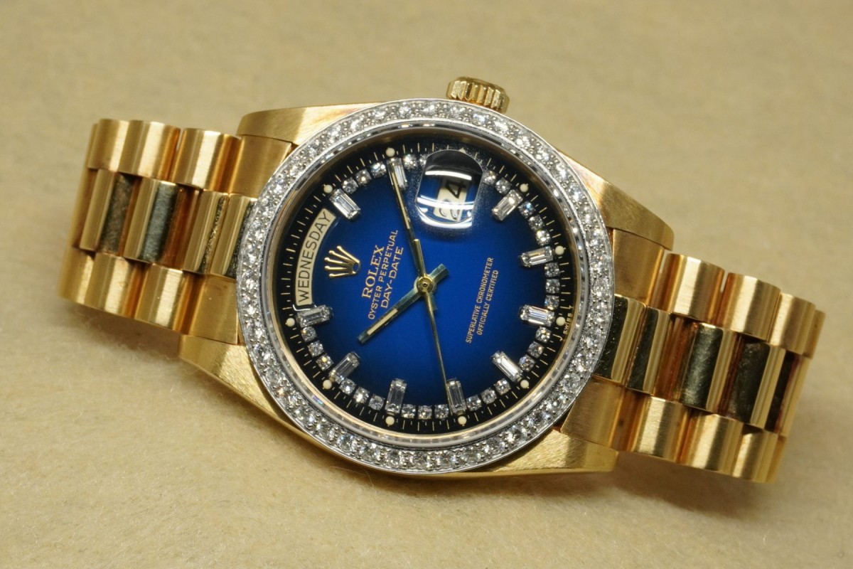 ロレックス デイデイト 18048 18KYG DIAMOND MILLIARD BLUE VIGNETTE DIAL GUARANTEE(RD-90/1984年)