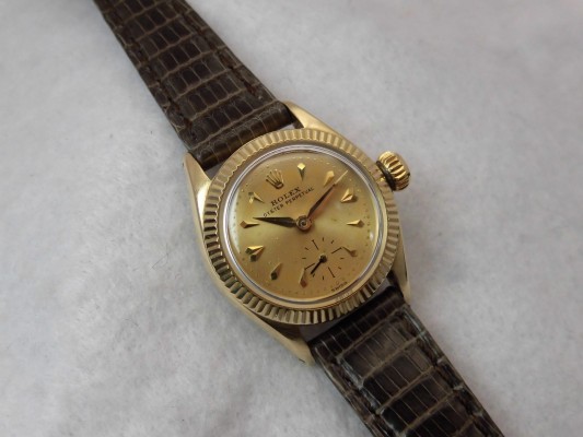 レディース ロレックス 6509 Heart Index Dial 14KYG（LR-75／1956年)の詳細写真6枚目