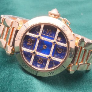 カルティエ PASHA LAPIS LAZULI DIAL DIAMOND GRID 1023