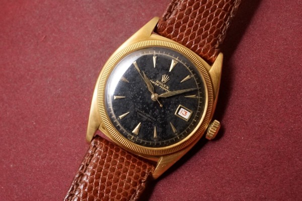 ロレックス デイトジャスト Ref-6075YG Big Bubble Black Gilt Dial Rare!（RO-310／1953年)の詳細写真3枚目