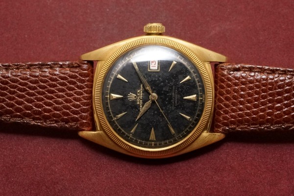 ロレックス デイトジャスト Ref-6075YG Big Bubble Black Gilt Dial Rare!（RO-310／1953年)の詳細写真4枚目