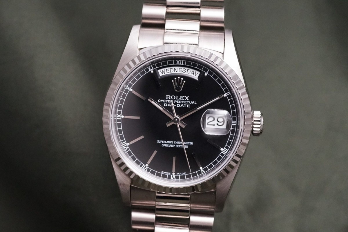 ロレックス デイデイト 18239 BLACK DAIL GUARANTEE&BOX(RD-155/1996年)