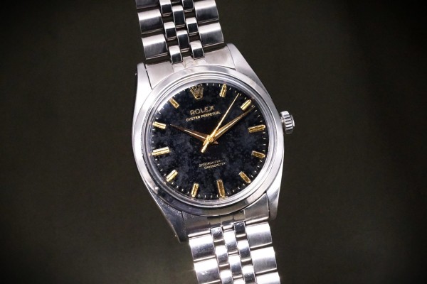 ロレックス BIG OYSTER PERPETUAL Ref-6614 Black Gilt Dial Rare!（RO-373／1957年)の詳細写真4枚目