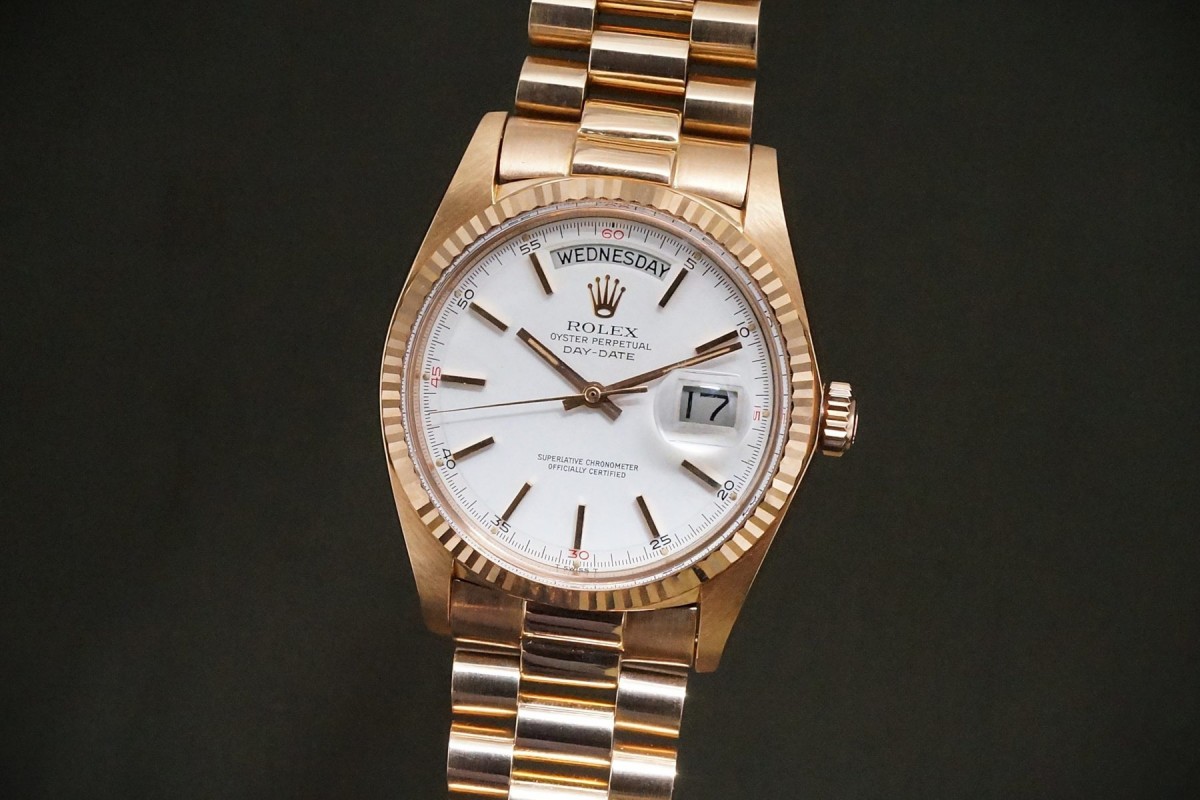 ロレックス デイデイト Ref-1803/5 18KPG Red Quarters Dial（RO-376／1974年)